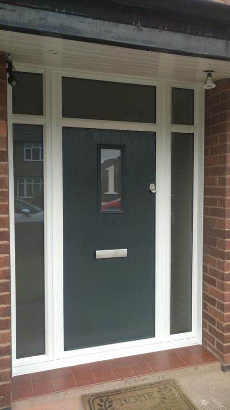 anthracite grey composite door with toplights and sidelights